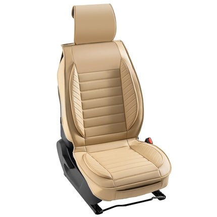 Front Car Seat Covers 2-Pack, Faux Leather, Beige