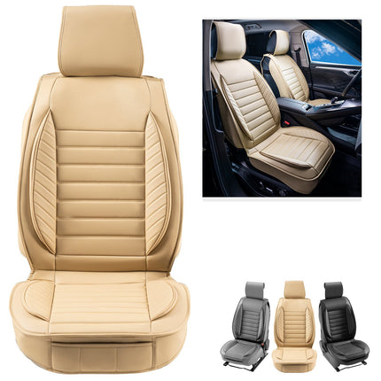 Front Car Seat Covers 2-Pack, Faux Leather, Beige