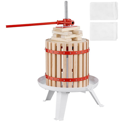 Fruit Wine Press, Manual 2.98 Gal Wood Basket, 6 Blocks
