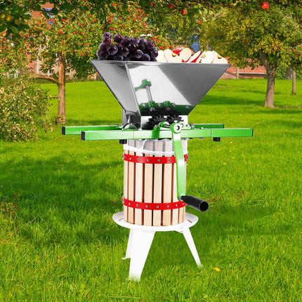 Fruit and Apple Crusher, 7L Manual Grinder, Stainless Hopper