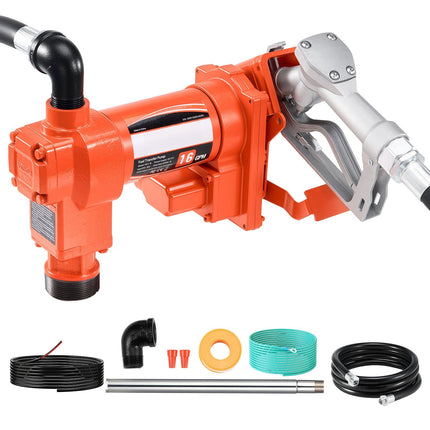 Fuel Transfer Pump, 12V DC 16 GPM With Manual Nozzle