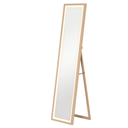 Pilna garuma LED spogulis, 40x160 cm, skārienvadība, ozols