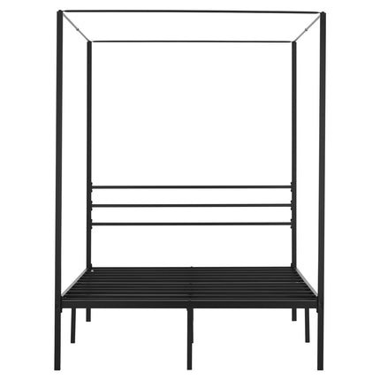 Full Size Metal Canopy Bed Frame, Steel Slats, Storage