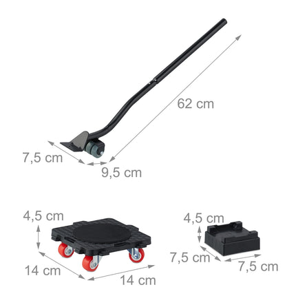 Mēbeļu pacēlājs un pārvietošanas komplekts ar 360° ritenīšiem