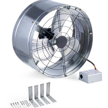 Gable Mount Attic Exhaust Fan, 15 Inch, 1300 CFM, Thermostat