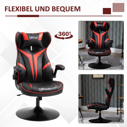 Spēļu krēsls Ergonomisks Datorkrēsls Ar Šūpuļkrēsla Funkciju, Tērauda, Melns un Sarkans, 67X75X106-112Cm