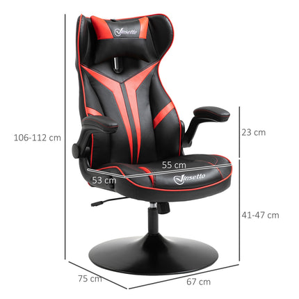 Spēļu krēsls Ergonomisks Datorkrēsls Ar Šūpuļkrēsla Funkciju, Tērauda, Melns un Sarkans, 67X75X106-112Cm