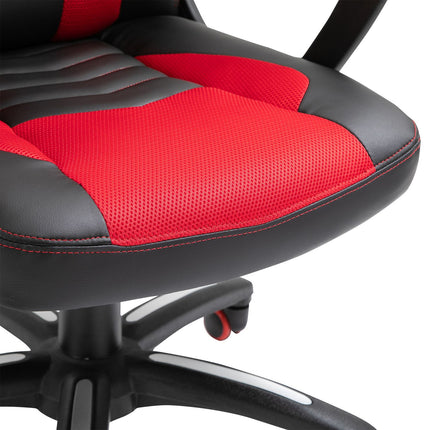 Spēļu krēsls Biroja krēsls ar masāžas funkciju, Masāžas krēsls, Siltuma funkcija, 6 vibrācijas punkti, PU, Sarkans, 68X69X108-117Cm