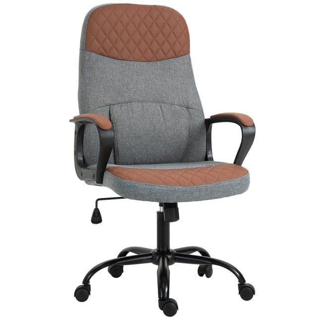 Spēļu krēsls Grozāms, Biroja krēsls, Ergonomisks, PU Āda, Tērauds, Pelēks + Brūna, 60X70X109-119Cm