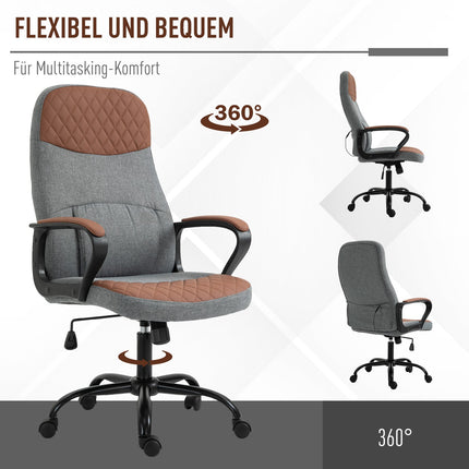 Ergonomic gaming chair, swivel office chair, grey/brown