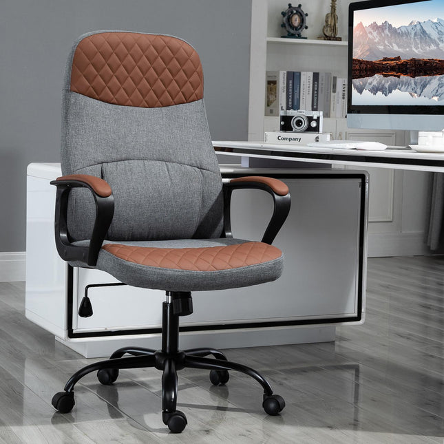 Spēļu krēsls Grozāms, Biroja krēsls, Ergonomisks, PU Āda, Tērauds, Pelēks + Brūna, 60X70X109-119Cm