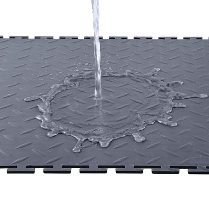 Garage Floor Tiles, Interlocking PVC Diamond Plate, 8-Pack