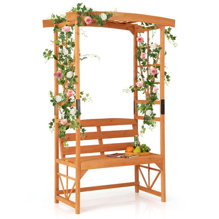 Dārza lapenes pergola ar divvietīgu soliņu, 1,8 m, egles koks