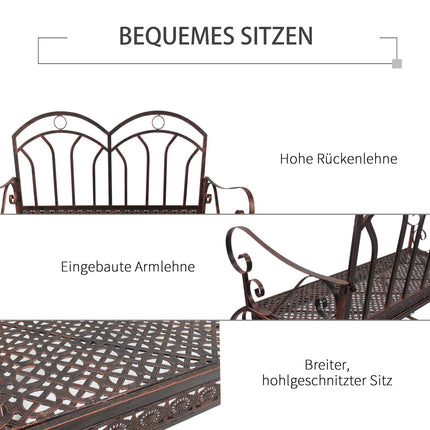 Dārza sols, divvietīgs, metāls, bronzas-sarkans