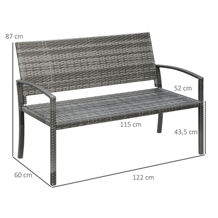 Dārza sols, rotangpalmas izskata sols, parka sols ar tērauda rāmi, balkona sols 2 personām, dārza mēbeles, celtspēja līdz 320 kg, pelēks