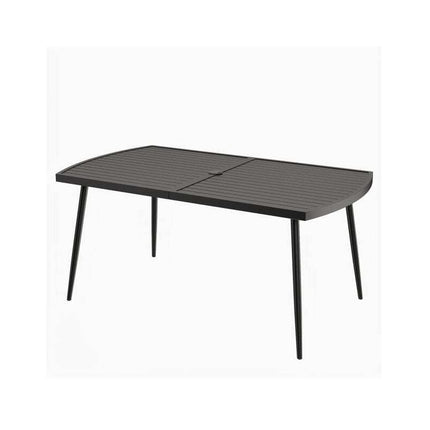 Garden Dining Table 160 x 90 cm for 6 People, Black, Parasol Hole