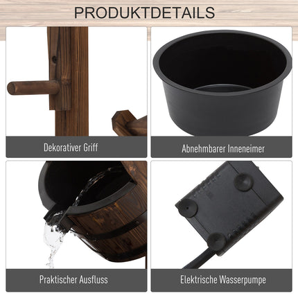 Decorative garden fountain in solid wood - adjustable waterfall