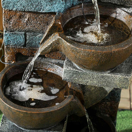 Solar Garden Fountain with LED Lights - 5 Tier Resin Design