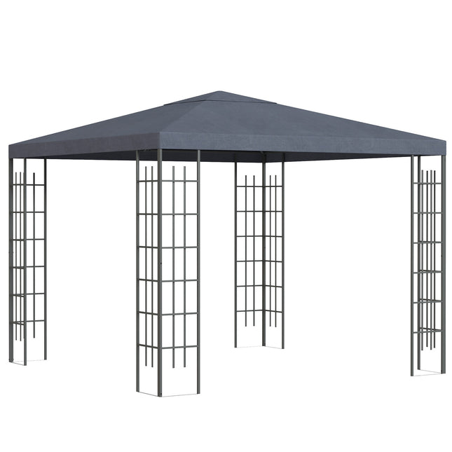 Dārza paviljons 3x3m stabils paviljons dārza telts, pasākumu telts, ballīšu telts, tērauds, poliesters, pelēks