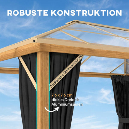 Dārza paviljons 4x3m, polikarbonāta jumts, alumīnija rāmis