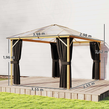Dārza paviljons 4x3m, polikarbonāta jumts, alumīnija rāmis