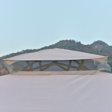 Dārza paviljons, dārza telts, ballīšu telts ar 4 sānu sienām, laikapstākļu izturīga metāla, poliestera, gaiši pelēka, 3 x 3 x 2,6 m