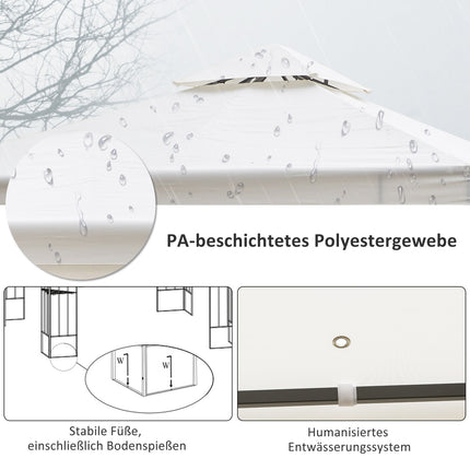 Dārza paviljons, lapu dizains, 2,95x2,95 m, tērauda rāmis, dubults jumts, ballīšu telts, poliesters, krēmbalts