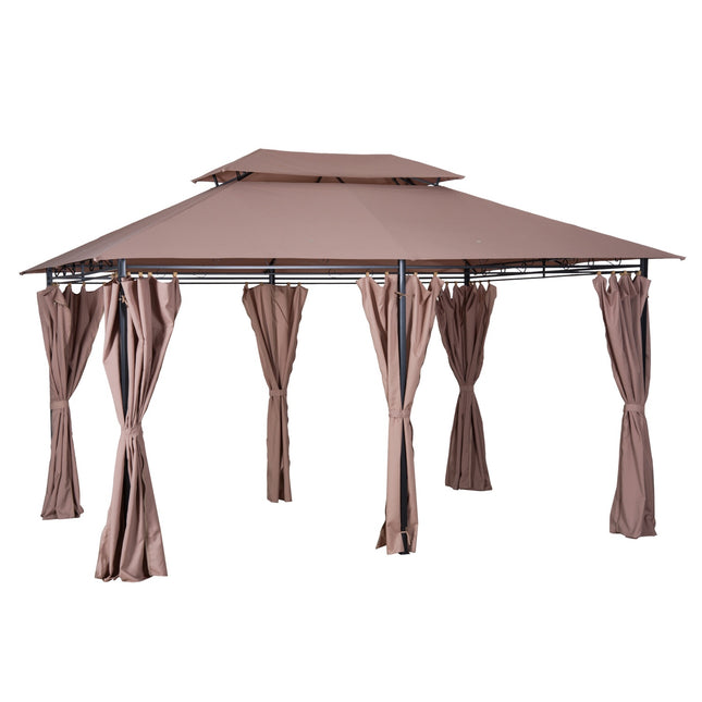 Dārza paviljona ballīšu telts, dārza telts, dubultais jumts, 3x4m, haki krāsā