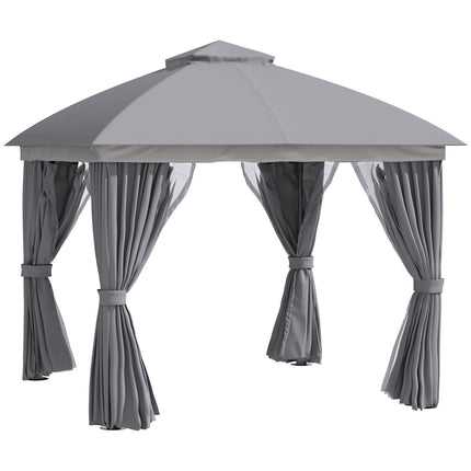 Dārza paviljons, 3 x 3 m, dārza telts ar dubultu jumtu, ballīšu telts ar 4 sānu paneļiem, moskītu tīklu, laikapstākļiem izturīgs alumīnijs, poliesters