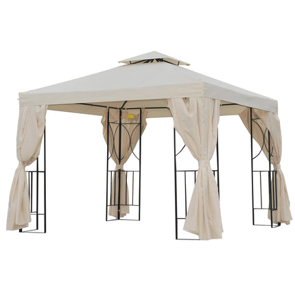 Dārza paviljons, aptuveni 3 x 3 m, ballīšu telts, dubults jumts, 4 x dubulti sānu paneļi, ūdensizturīgs, UV aizsardzība, metāls, poliesters, krēmkrāsas