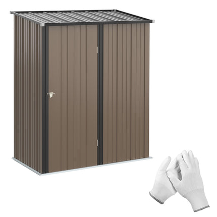 Dārza šķūnis 1,34 m² Instrumentu šķūnis ar noenkurotu jumtu, izgatavots no cinkota tērauda, 161,5 x 94,5 x 196 cm, brūns