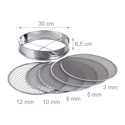 Dārza sietu komplekts 5 vienā, nerūsējošais tērauds, Ø 30 cm