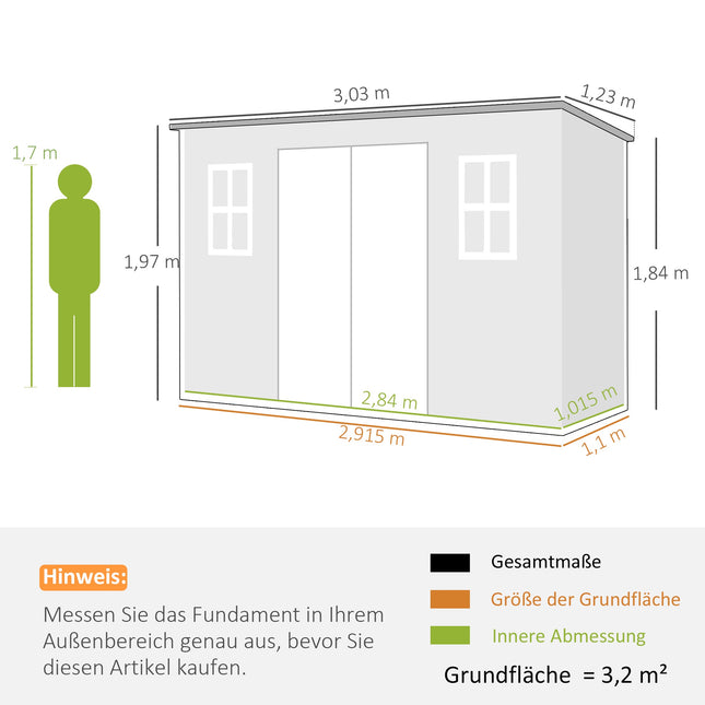 Dārza noliktavas šķūnis ar logiem, slēdzamām durvīm, 3,2 m²