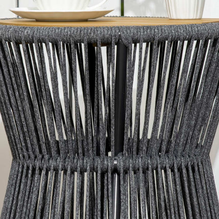 Dārza galds, bistro galds, kafijas galdiņš ar plastmasas galda virsmu un regulējamām kājām, terasei, tumši pelēks + dabīgs