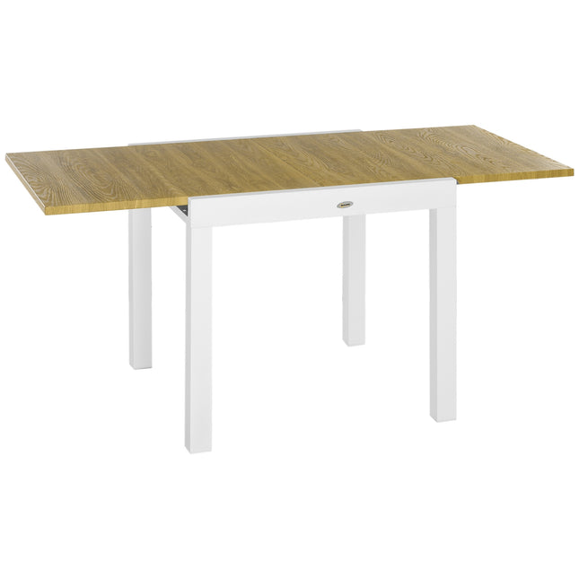 Dārza galds, Izvelkams ēdamgalds dārzam, Terases galds 6 personām, Balkona galds ar koka imitāciju, Balts, 80/160 X 80 X 75 Cm