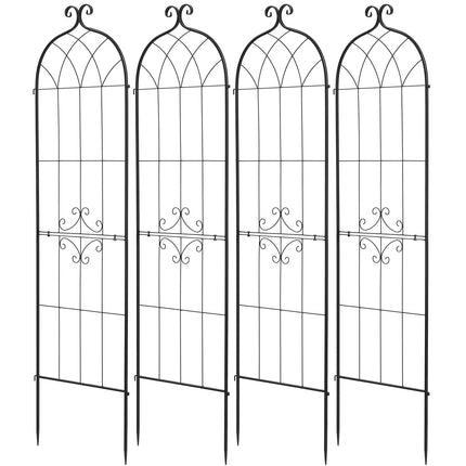 Garden Trellis Panels, 4-Pack Steel Rose Trellis 180x52.5cm