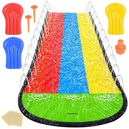 Garden Water Slide with Fountain 480 cm, Triple Lane, 3 Inflatable Boards