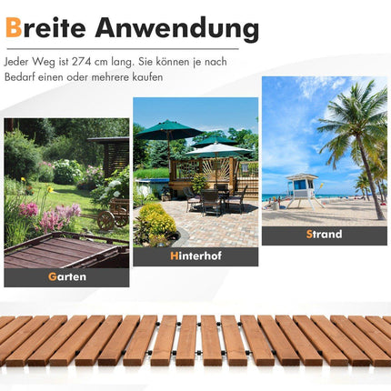 Garden Wooden Path 245 x 55 x 2 cm Rollable Weatherproof Straight Outdoor Walkway