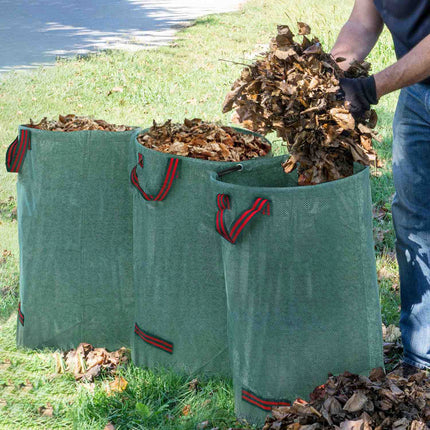Dārza maiss 3x120L ūdensnecaurlaidīgs dārza atkritumu maiss ar rokturiem, izturīgs lapu maiss, pašstāvoši dārza maisi ar UV aizsardzību, atkārtoti lietojami dārza atkritumu maisi dārza atkritumu zaļajiem spraudeņiem
