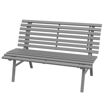 Dārza sols, divvietīgs parka sols ar atzveltni, izgatavots no alumīnija, 123x67x79cm, pelēks dārza terases balkonam