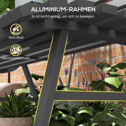 Dārza sols, divvietīgs parka sols ar atzveltni, izgatavots no alumīnija, 123x67x79cm, pelēks dārza terases balkonam