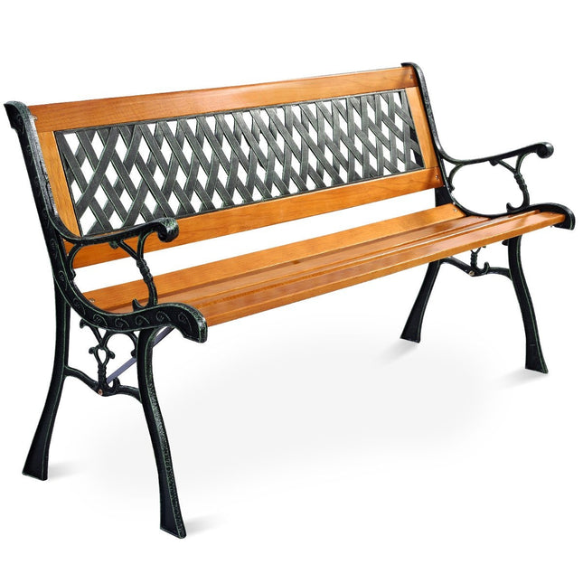 Dārza sols ar čuguna konstrukciju lietošanai ārā 125 x 52 x 73 cm melns + dabīgs