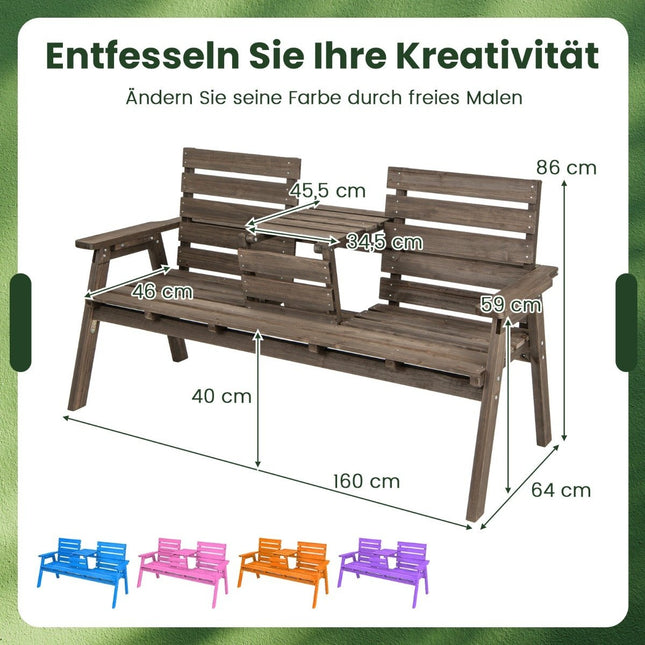 Dārza sols ar saliekamu centrālo galdu un atzveltni, koka sola kravnesība 320 kg, brūns