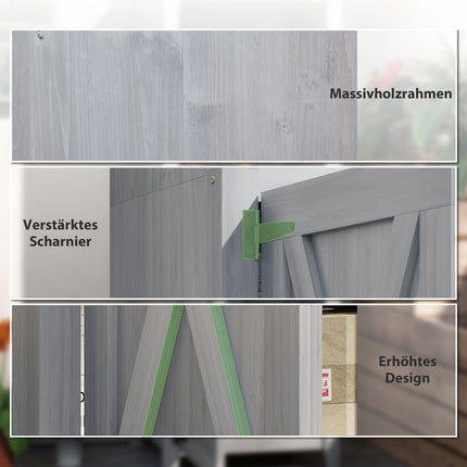Dārza skapis, koka, instrumentu šķūnis, izturīgs pret laikapstākļiem 60x60x160cm, instrumentu šķūnis ar durvīm, plaukti ar regulējamu augstumu, aizslēdzams instrumentu skapis, dārza šķūnis dārzam, terasei, pagalmam, gaiši pelēks |