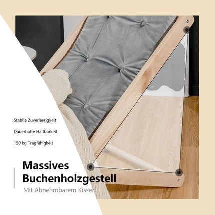 Dārza atpūtas krēsls Saliekams koka krēsls ar spilveniem baseina zonai Dabīgs + pelēks