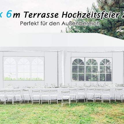 Dārza paviljona ballīšu telts ar 4 noņemamām sānu sienām, paviljona alus telts, dārza telts ar UV aizsardzību, 3 x 6 m