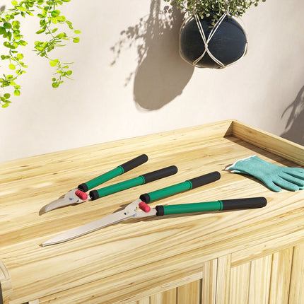 Dārza šķēru komplekts ar 2 daļām, asmeņu garums 40 cm, atzarošanas šķēres ar nepiedegošiem metāla asmeņiem