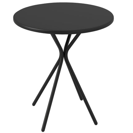 Dārza galds Ø60 x 70 cm, laikapstākļiem izturīgs balkona galds no tērauda, apaļš ēdamgalds ar kāju polsterējumu, āra kempinga galds, sānu galds, terases galds dārzam, terasei, balkonam, melns