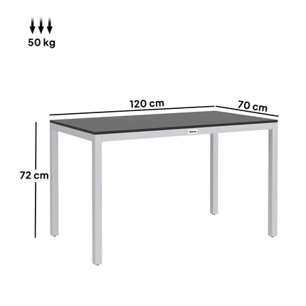 Aluminum garden table, 120x70 cm, weatherproof, black