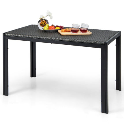 Dārza galds, rotangpalmas ēdamgalds 4-6 personām, taisnstūrveida terases galds, 120 x 71 x 72 cm, jauktā brūnā krāsā